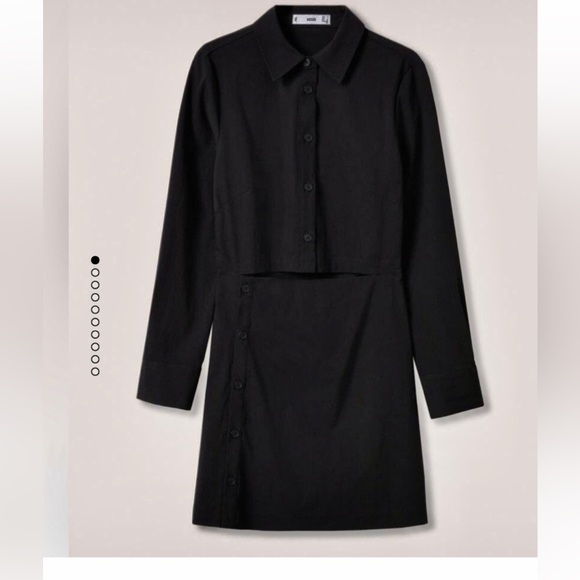 Mango MNG - NWOT black cutout button front mini shirt dress - Picture 6 of 13